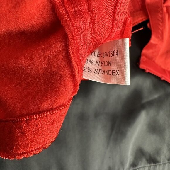 Red Bra 28C No Underwire Soft Comfortable Fit With Embroidered Floral Grapes - Picture 8 of 10